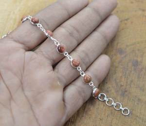 Red Sunstone 925 Sterling Silver Gemstone <b>Adjustable</b> <b>Bracelet</b> 11 Stone Handmade Jewelry Women Gift - Product Image 3