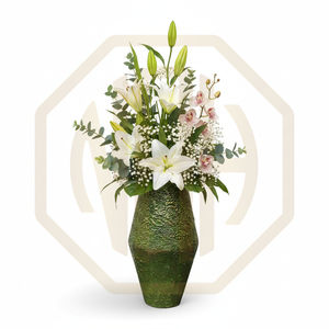 2026 Nordic Coastal Iron Flower <b>Vase</b> Elegant Home Decor Green <b>Texture</b> Floor <b>Vase</b> Factory Direct Best Price Wholesale Supplier - Product Image 1