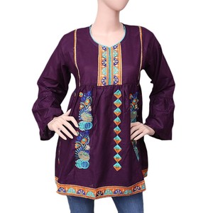 Kurti court brodé pour femmes - Violet - Product Image 2