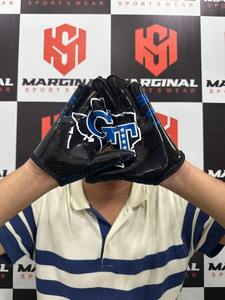 Gants de receveur de football américain avec logo personnalisé, paume en silicone antidérapante, poignées pour les mains, doigts entiers, sangle de poignet réglable, crochet, sport - Product Image 2