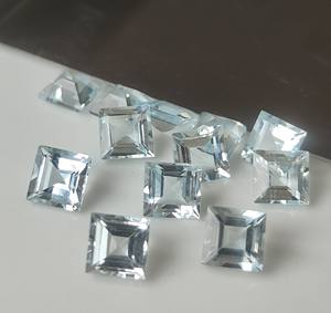 Piedras preciosas de Aguamarina naturales hechas a mano de alta calidad 3mm-8mm corte cuadrado facetado para la fabricación de joyas precio al por mayor - Product Image 3