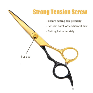 Premium 6.5 pouces noir et or ciseaux de coiffeur nouvel outil de beauté en acier inoxydable pointu pour la coupe de cheveux - Product Image 2