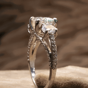 Round Cut Lab Grown Diamond 3 Stone with Accent Engagement <b>Ring</b> in 14K Rose Gold & Silver Prong <b>Set</b> Cute Style for <b>Women</b> - Product Image 6