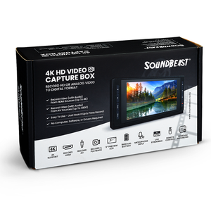 Soundbeast 4K HD กล่องจับภาพวิดีโอหรือวิดีโอสตรีมสด (พร้อมเสียง) จาก HDMI, AV, VHS, VCR, DVD, camcorders, Hi8, - Product Image 6