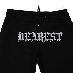 Pantalones de chándal de dos piezas de lana tecnológica negra y gris para hombre, pantalones de chándal de entrenamiento de gimnasio con logotipo de diamantes de imitación bordados para invierno - Product Image 6