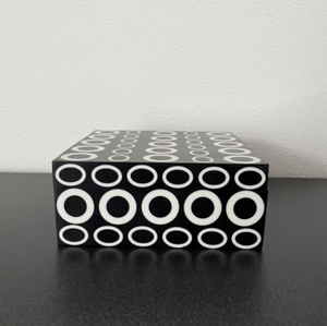 Estilo chino hecho a mano cuadrado y diseño redondo marrón oscuro Zodiaco oro moneda Piano pintura embalaje hueso de madera incrustaciones resina fregona caja - Product Image 3