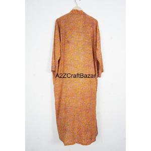 Kimono de Seda Hecho a Mano, Manga Larga, Cuello en V, Cierre con Cordón, Estilo Patchwork, Bata de Novia, Cárdigan, Túnica para Mujer, Transpirable - Product Image 5