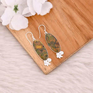 ต่างหูห้อยประดับพลอยแจสเปอร์สีเหลืองคลาสสิก ชุบเงินบนทองเหลือง ดีไซน์ทันสมัย เหมาะสำหรับงานแต่งงานและงานปาร์ตี้ - Product Image 3