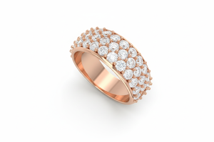 แหวนวงประกายสามแถวทอง 14K และเพชรธรรมชาติสำหรับผู้หญิง - Product Image 3