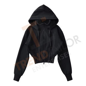 Sweat à capuche oversize personnalisé pour femme grande taille, automne-hiver, avec fermeture éclair et col rond - Product Image 4