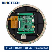 Écran tactile circulaire Kingtech de 3,4 pouces à cadre ouvert, micro USB C, Raspberry Pi, 320 nits, 800x800, module LCD tactile à cadre ouvert