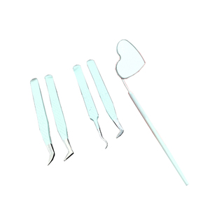 Juego de pinzas para extensión de pestañas, herramientas de belleza de acero inoxidable con espejo de corazón para maquillaje y cuidado de cejas - Product Image 1