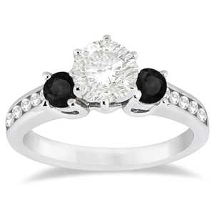 Bague de fiançailles en or blanc 14 carats avec 3 diamants, 0,45 carat total, avec diamants blancs et noirs - Product Image 2