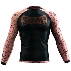 Personnalisé imprimé mma rash guard upf protection uv hommes combinaisons surf manches longues surf chemise rash guard bjj - Product Image 2