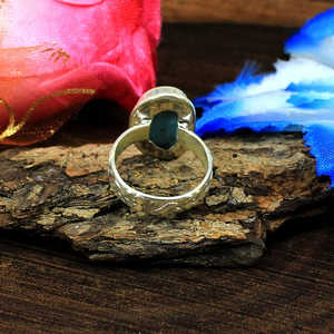 Handmade Men's Unique Design Statement <b>Ring</b> Natural Larimar Gemstone <b>Set</b> in Elegant Invisible 92.5 <b>Sterling</b> <b>Silver</b> Setting - Product Image 2