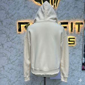 Transpirable de alta calidad Precio ajustable Sudadera con capucha Rhinestone Zip up Jacket Acid Wash Vintage Washed Men Fleece Puff Yellow Hoodie - Product Image 5