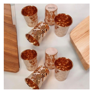 แก้วทำจากทองแดงล้วนทรงกลมดีไซน์แบบทุบขนาดกำหนดเองสำหรับยิมโยคะไวน์วิสกี้ใช้ในงานแต่งงาน - Product Image 6