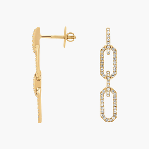 Pendientes colgantes de diamantes cultivados en laboratorio de oro de 10K de corte redondo elegante clásico para mujer, diseño colgante elegante para fiestas, bodas - Product Image 6