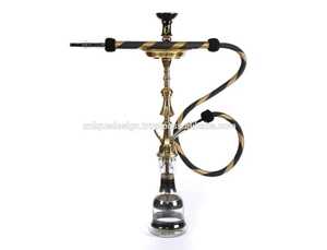 Farida Traditional Egyptian Brass Hookah Set Deep Hand Engraved Two-Level Design 6 Hookahs Per Outer Carton Glass <b>Vases</b> Luxury - Product Image 2