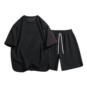 Conjunto de pantalones cortos de verano de algodón Unisex de gran venta Chándal transpirable de 2 piezas Camiseta estampada de manga corta y pantalones cortos a juego - Product Image 1