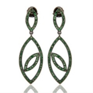 New Arrival Tsavorite Gemstone 925 Sterling Silver Round Shape <b>Earrings</b> - Product Image 1
