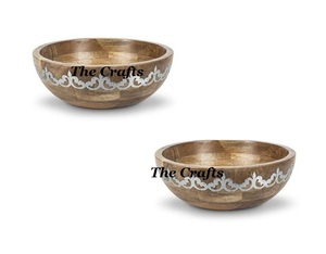 Juego de diferentes diseños de tres cuencos de madera para servir frutas, cuencos para servir ensaladas de forma redonda para venta al por mayor - Product Image 2