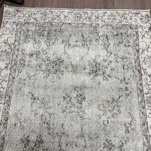 พรมวินเทจ 4.8x7.9 ฟุต สีเทาดำ พรมขนสัตว์โมร็อกโกแบบตุรกี - Product Image 4