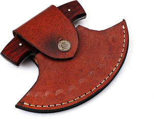 Cuchillo Ulu Hecho a Mano para Mano Derecha con Mango de Madera con Acabado Pulido, Apto para Lavavajillas, para Cortar Alimentos Blandos y Duros, Acero de Damasco - Product Image 5