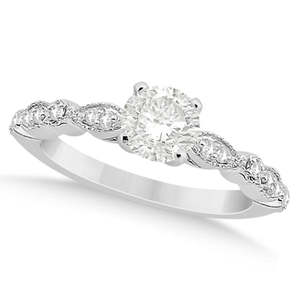 Bague de fiançailles en diamant petite marquise et pointillés 0,12 ct en palladium - Bague en diamant élégante et stylée pour elle - Product Image 3