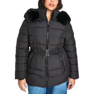 Veste matelassée tendance pour femmes, en cuir véritable, coupe-vent, imperméable, col montant, manches longues, automne-hiver, unie - Product Image 1