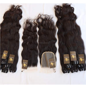 Mèches brésiliennes en vison 100 naturel, cuticule brute, cheveux raides et bouclés, avec Lace Closure Hd - Product Image 1