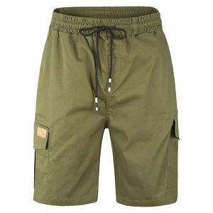 Joggers High Street Short cargo d'été pour homme avec logo personnalisé multi-poches imprimé sergé de coton tricoté mi-taille Style Hip Hop - Product Image 1