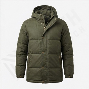 Parka formel en coton à capuche brillant en gros pour hommes, couleur personnalisée, logo personnalisé, manteaux d'hiver matelassés, thermiques, pour la neige - Product Image 1