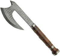 Smith Hache en acier damas forgée à la main de qualité industrielle style viking avec manche en bois pour le camping en plein air