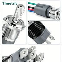 Interrupteur à bouton-poussoir rond étanche en acier inoxydable de 16 mm, à verrouillage marche/arrêt sans LED