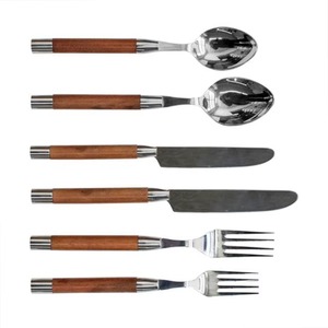 Wooden Handle Cutlery Premium Design Ideal For Elegant Dining Tableware Gifting Use Silver Color Plated Finished <b>Set</b> Of 6 - Product Image 1