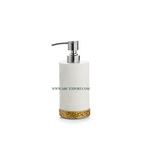 Distributeur de savon de luxe en bois et en métal de forme ronde pour le lavage des mains - Product Image 3