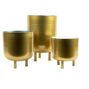 Cestas de flores decorativas de Metal dorado, maceta con soporte para el hogar, maceta de 3 tamaños para decoración de jardín - Product Image 1