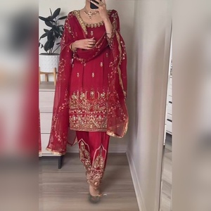 Precio al por mayor de salwar kameez m xxl, conjunto de 3 piezas de algodón con bordado a mano, para suministro de catálogo y tienda, ajuste moderno - Product Image 5