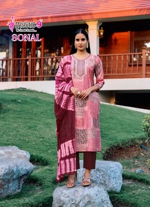 Maruti Fashion MF888 Tissu romain en soie modal imprimé pour femme Broderie Travail décontracté toutes saisons Style indien/pakistanais - Product Image 4