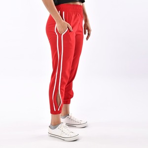 Ladies High Waisted Female Printed <b>Red</b> Side Slit Unisex Sweatpants Custom Sweat Track Jogger Pant for Women - Product Image 1