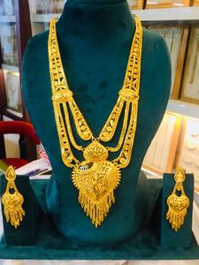 ชุดสร้อยคอเครื่องประดับแฟชั่นสไตล์วินเทจดูไบ24K ชุดต่างหูกำไลเข็มกลัดวัสดุทองแดงสำหรับบัลแกเรีย - Product Image 3