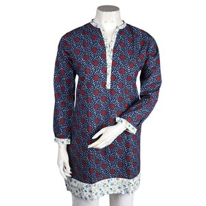 Women's Cotton Kurti - <b>Navy</b>-Blue - <b>Navy</b>/Blue - Product Image 2