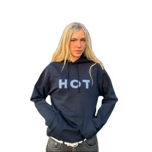 Sudadera con capucha unisex personalizada con cremallera completa y pedrería, estilo urbano, con estampado gráfico de calavera con pedrería, de corte holgado y extragrande - Product Image 5