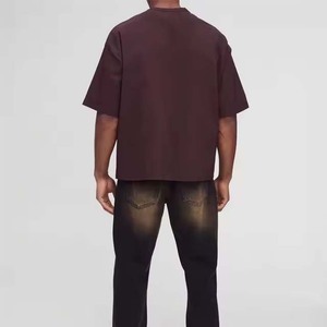 Chemise en jersey à manches courtes pour hommes, vêtements de sport décontractés, délavés à l'acide 100% coton, respirant, tissu doux imprimé, OEM - Product Image 2