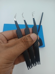 แหนบต่อขนตาสีดำด้าน 45 65 75 90 องศา แหนบด้ามบาง ดีไซน์รูปหัวใจที่ปลาย - Product Image 6