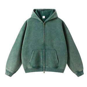 Sweat à capuche oversize haute couture avec délavage acide, finition vintage délavée au soleil et détails brodés de luxe. - Product Image 1