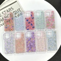 Étui de téléphone imprimé avec des paillettes époxy Bling Bling Flower pour Huawei Honor X6C X5C plus X6C X7D 4G 5G X7C