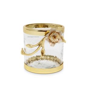 Luxury Golden Flower Brass & <b>Glass</b> Round Canister for Home Kitchen Household Storage Jars Tea and Coffee <b>Container</b> - Product Image 5