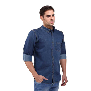 Chemise en jean bleu classique pour hommes Vêtements décontractés Chemise en jean pour hommes faite à la main avec tissu de qualité supérieure Chemise en jean en coton doux - Product Image 4